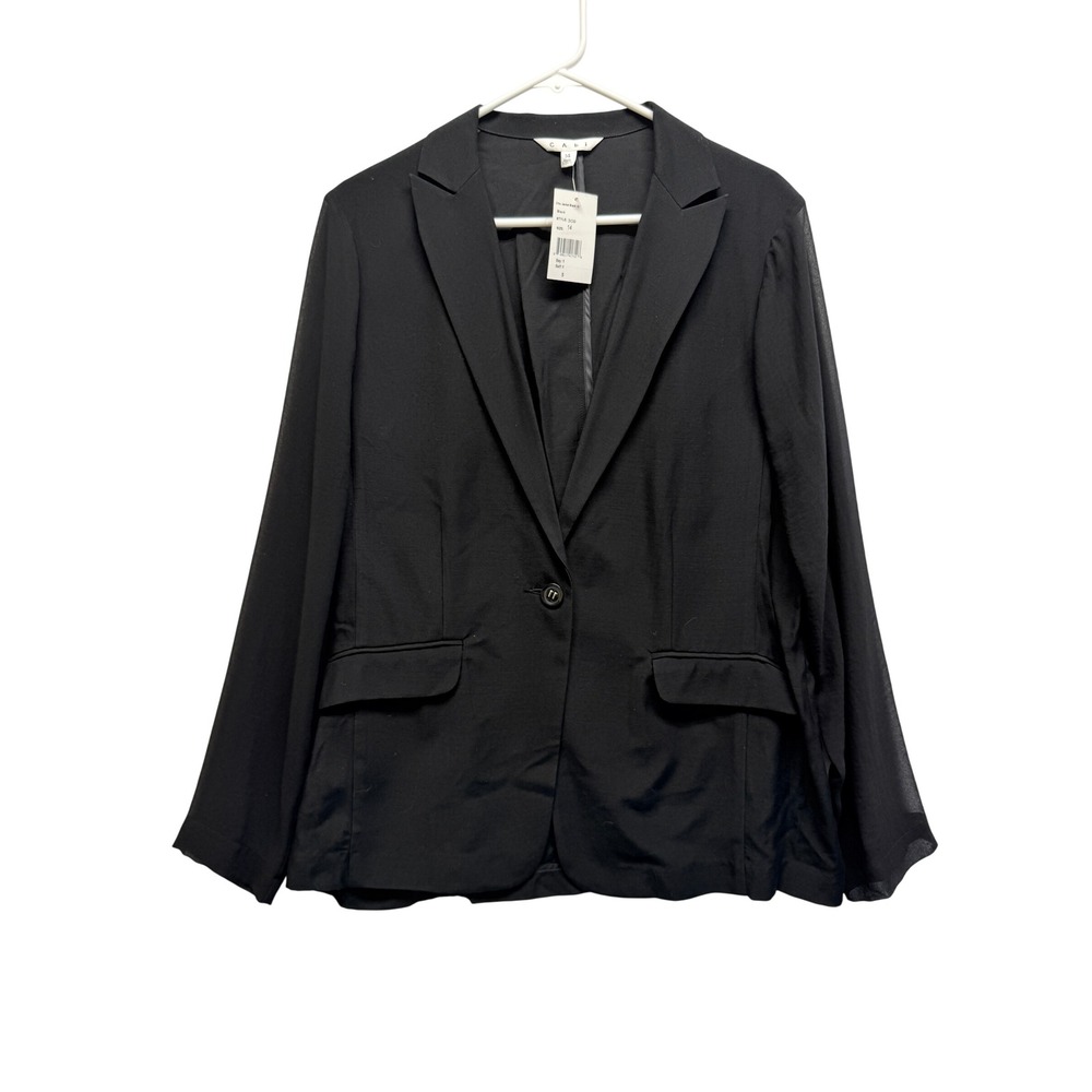 NWT Cabi‎ Chic Jacket Sheer Sleeve 14 Black Women